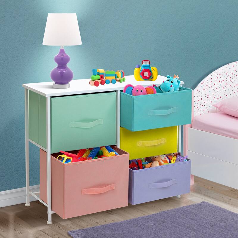 Dresser w/ 5 Drawers - Furniture Storage Tower Unit for Home, Bedroom