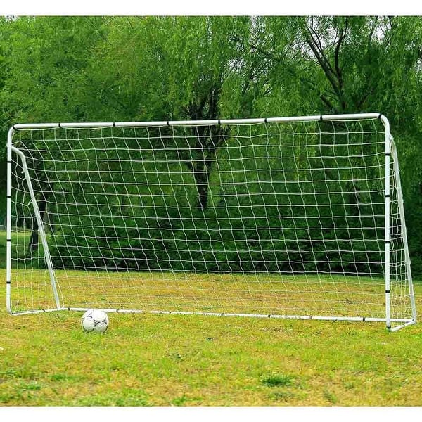 slide 2 of 7, 12' x 6' Powder Coated Steel Soccer Goal, Portable Training Aid Football Net White