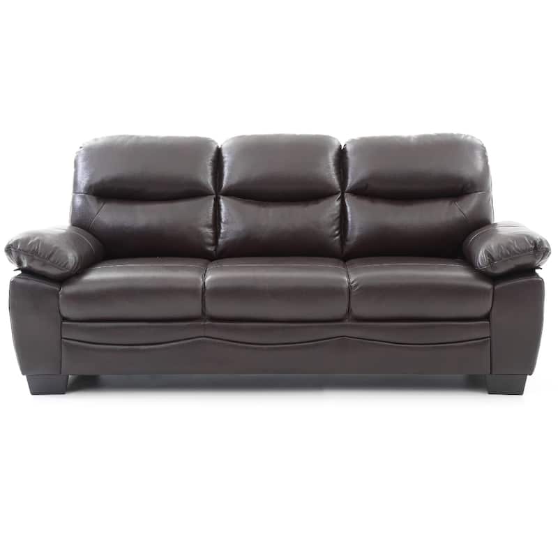 Flared Arm Faux Leather Straight Sofa - 78" - Dark Brown