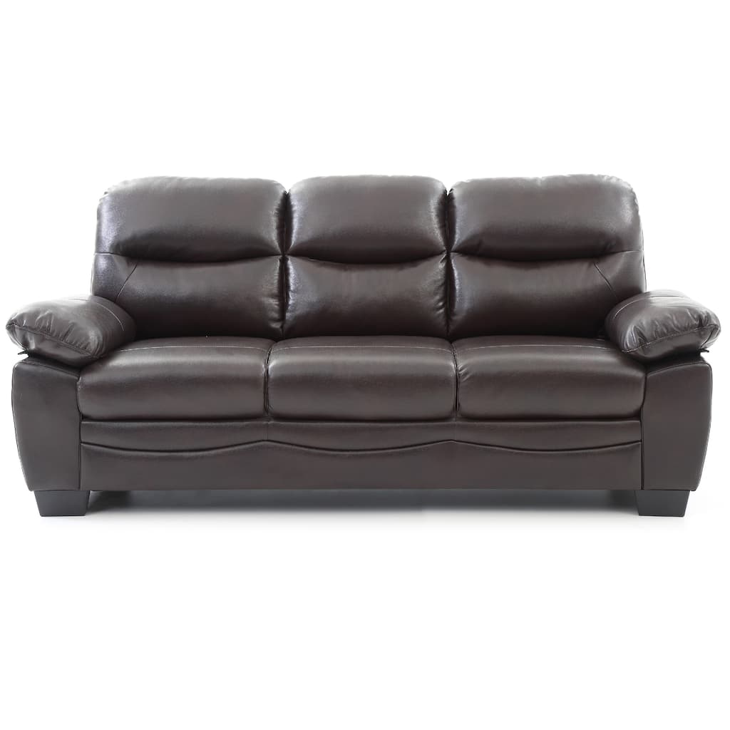Flared Arm Faux Leather Straight Sofa - 78" - Dark Brown