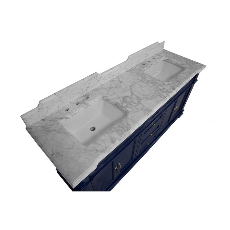 KitchenBathCollection Elizabeth 72" Double Bathroom Vanity with Carrara Marble Top