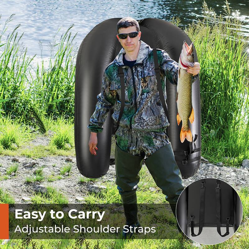 Gymax Inflatable Float Tube w/ Fish Ruler Rod Holder Storage Pockets