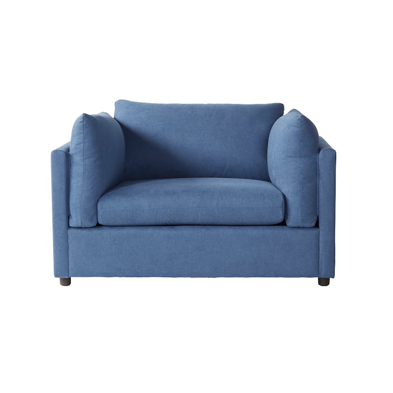 Roundhill Furniture Enda Pillow Back Fabric 3-Piece Sofa and Cuddler Chair Set
