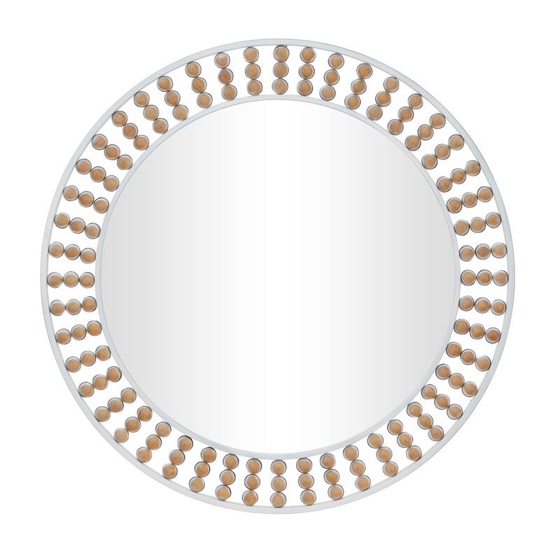 Contemporary Metal Wall Mirror with Beaded Detailing - White or Black