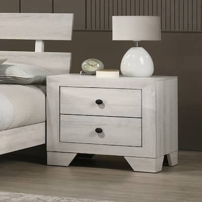 1pc Rustic Two Drawers Storage Nightstand White Wash Finish