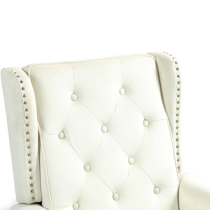 Tufted High Back Chair Living Room Wood Frame Armchair
