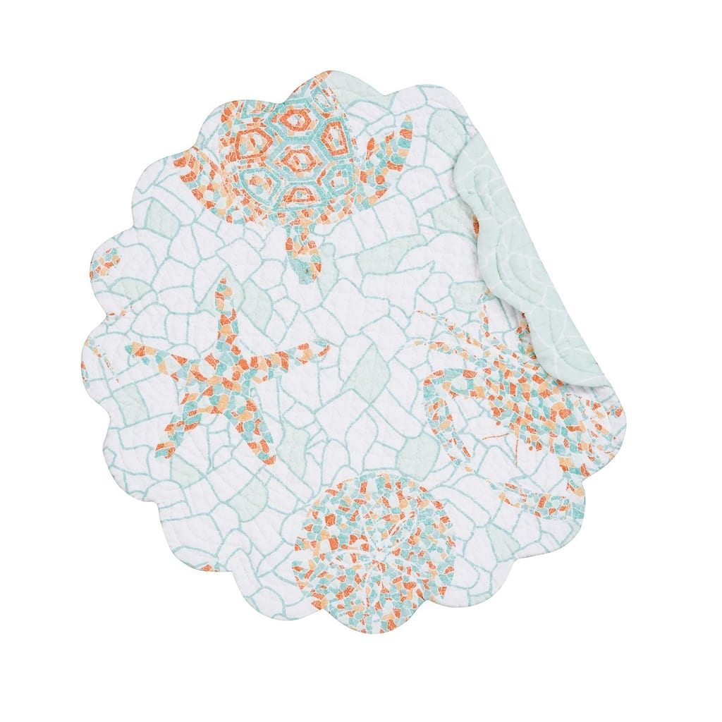 Grand Turks Cotton Quilted Round Reversible Placemat Set of 6 - Set of 6