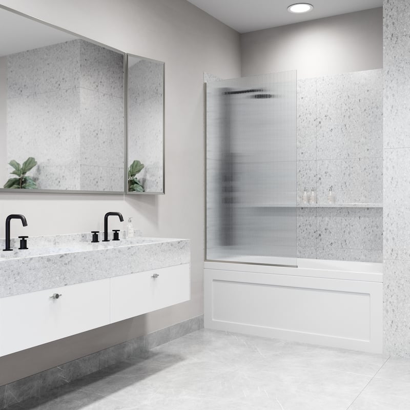 VIGO Zenith 34" W x 62" H Frameless Fixed Tub Screen Door