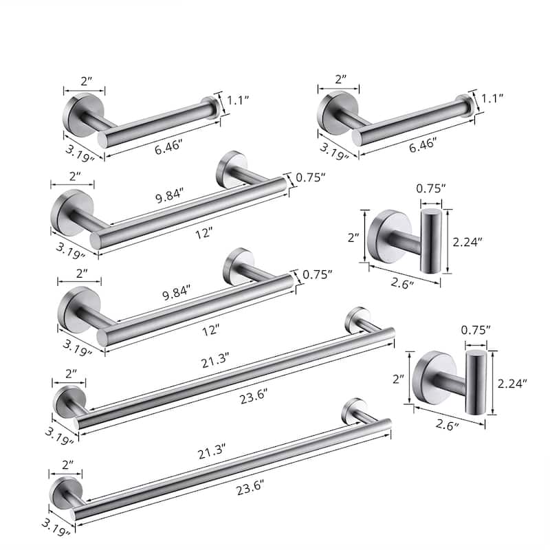 8-Pieces Bathroom Accessories Set,Stainless Steel Bathroom Hardware Set, Bath Towel Bar Set