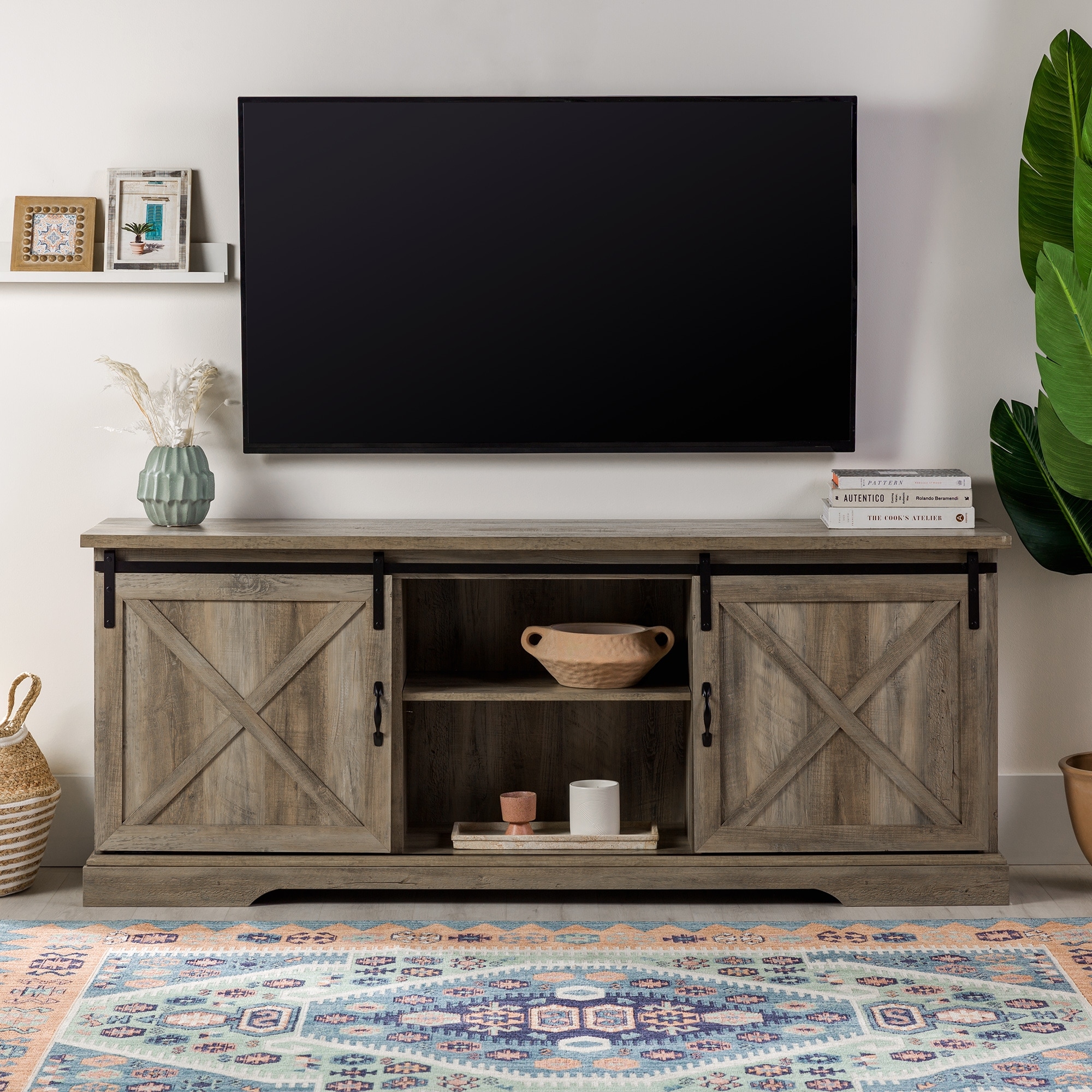 Middlebrook Wind Gap 70 inch Sliding Barn Door TV Stand On Sale