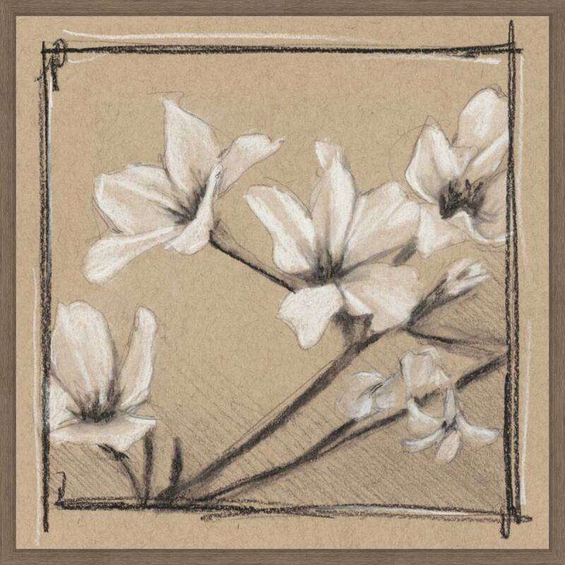 White Floral Study No. 1 by Ethan Harper (22 x 22 in.), Framed Canvas Wall Art Print