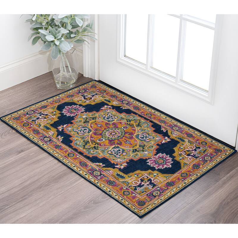 HomeRoots Medallion Bohemian Rectangle Area Rug - 36.00 in. x 24.00 in.  x 0.45 in.