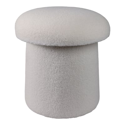 Velvet Wood Mushroom Shaped Ottoman Boho Accent for Home - 17" Ivory