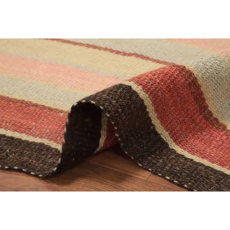 Hand Woven Oriental 100% Wool Carpet Southwestern Geometric Multi-Colored Kilim Area Rug - 7' 5'' X 4' 8''