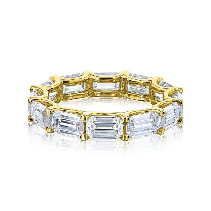 Kobelli Lab Grown Diamond 14k Solid Gold East-West 5x3mm Emerald-cut Eternity Ring (DEF/VS)