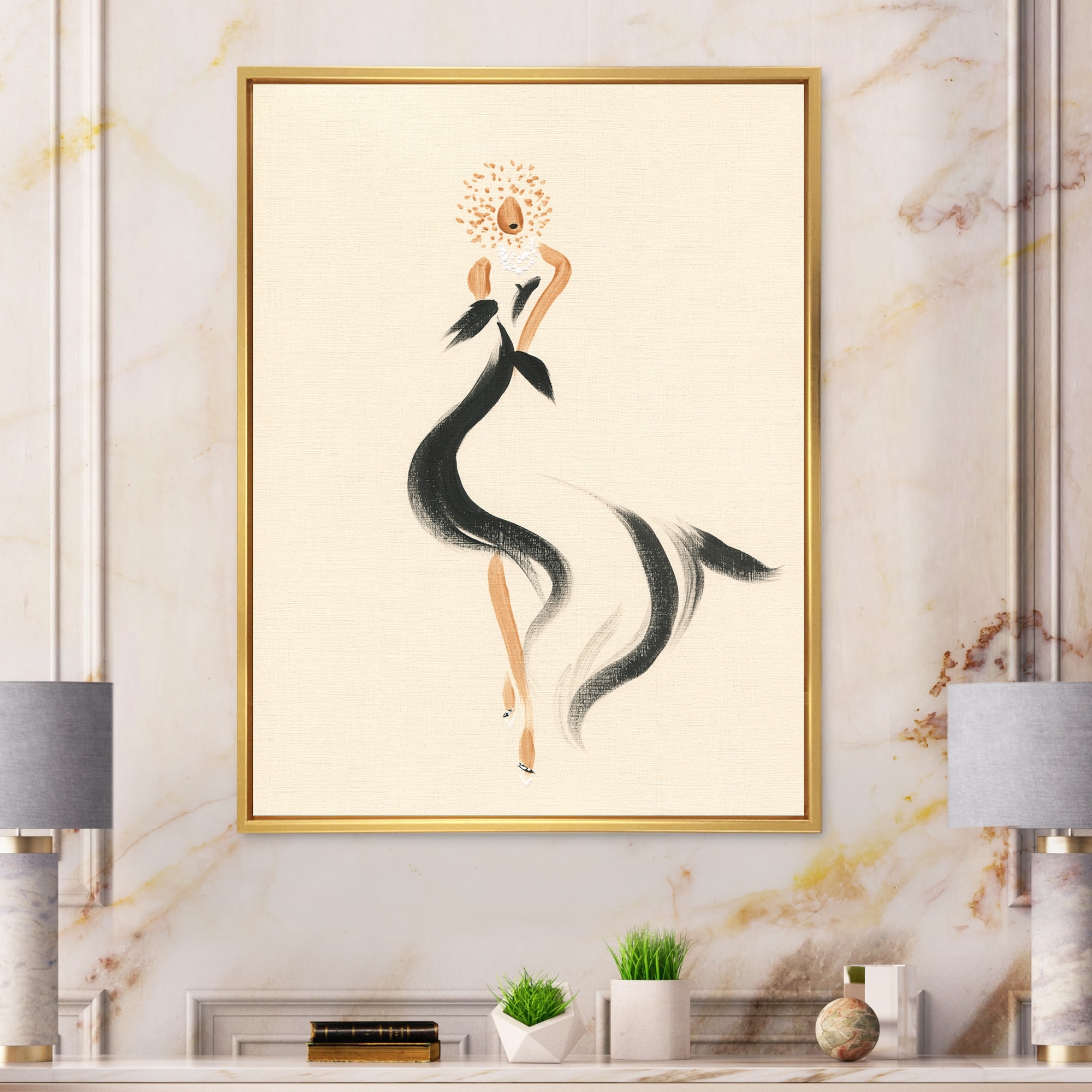 Designart Fashion Woman Line Art III Glam Framed Canvas Wall Decor - Bed  Bath & Beyond - 36496161