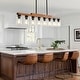preview thumbnail 52 of 67, Farmhouse Linear Chandelier Rustic Wood Kitchen Island Lighting Dining Room Pendant Light Fixture with Seeded Glass Shade