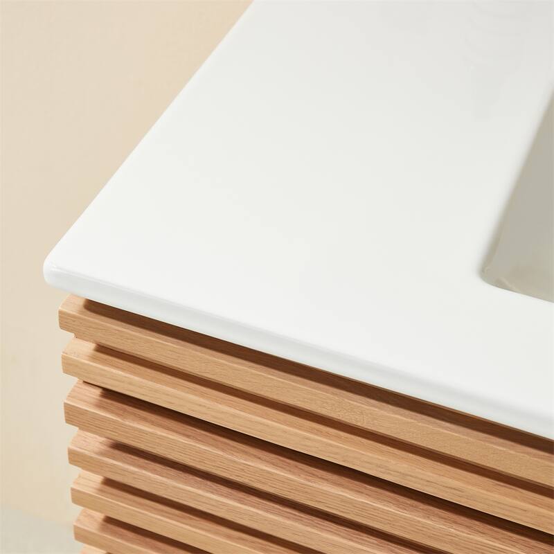 36" Wall Mounted & Floating Single Vanity with Ceramic Sink