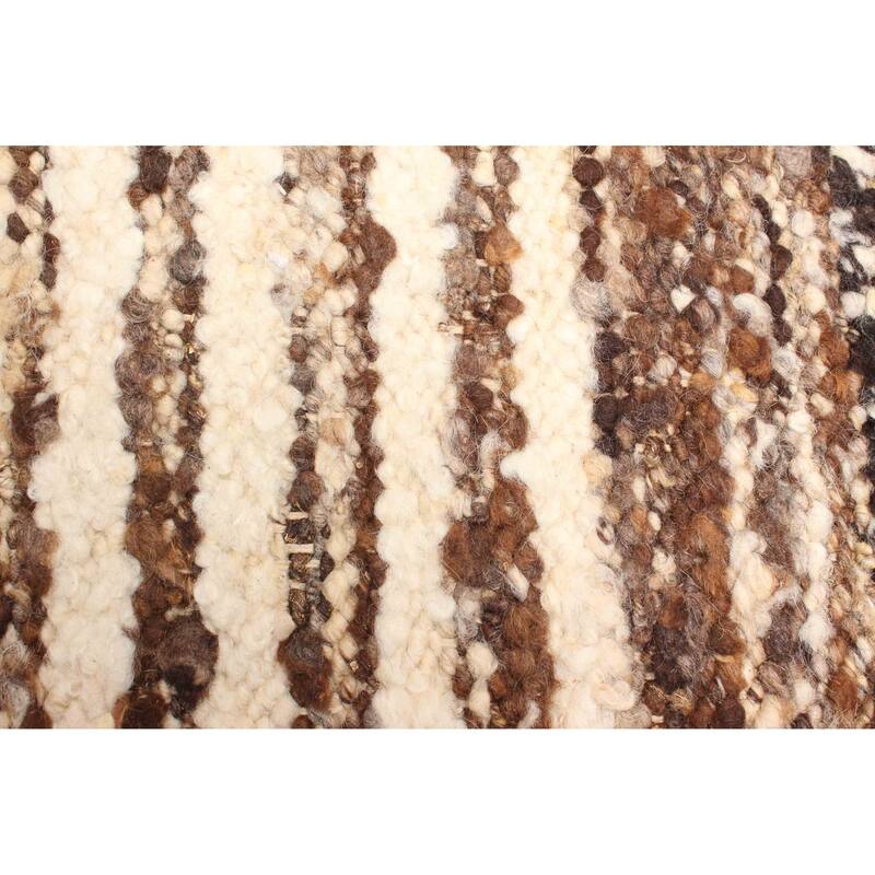 ECARPETGALLERY Braid weave Sienna Brown Wool Rug - 5'6 x 7'5