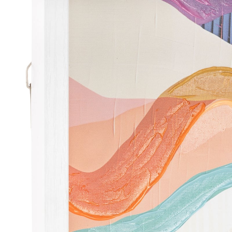 Canvas Abstract Wavy Framed Wall Art with White Frame - Multi Colored - Roche River Decor