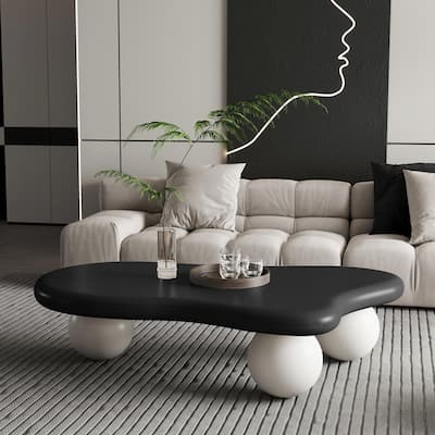 47-Inch Cloud-Shaped Coffee Table with 3 Ball Legs for Living Room