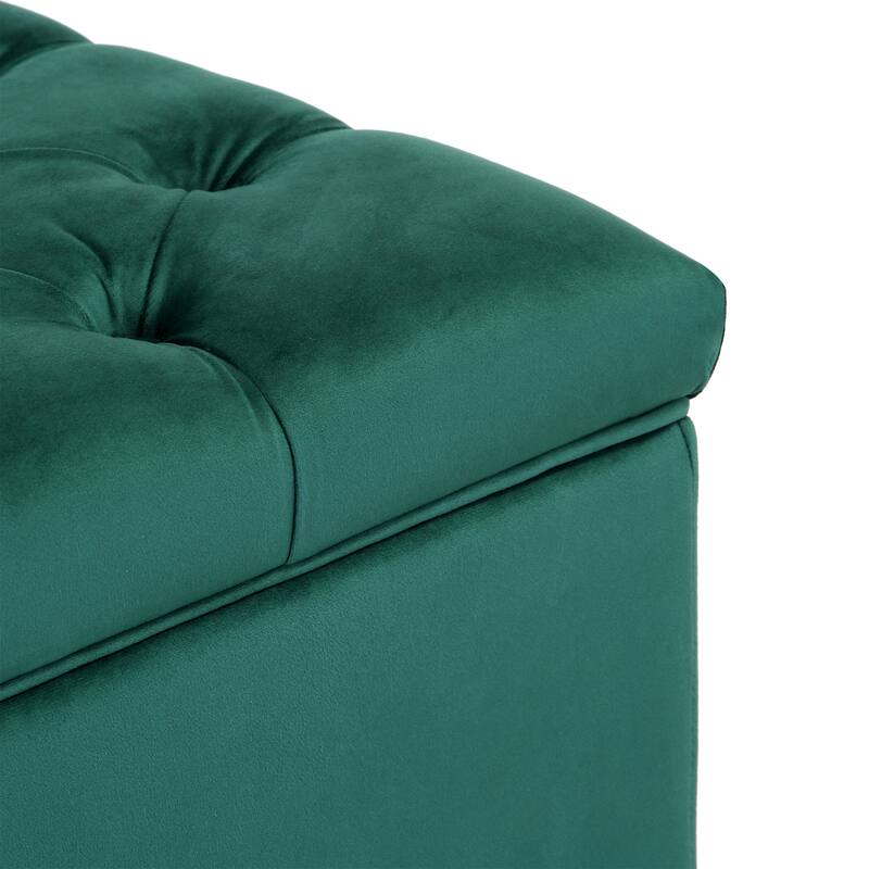 29.5" Wide Velvet Tufted Square Ottoman With Storage