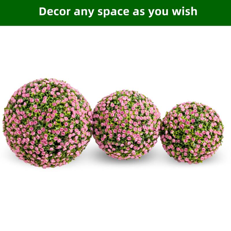 Flower Topiary Ball Decorative Balls 2PCS, Artificial Topiary Balls, for Outdoor Patio Garden and Indoor