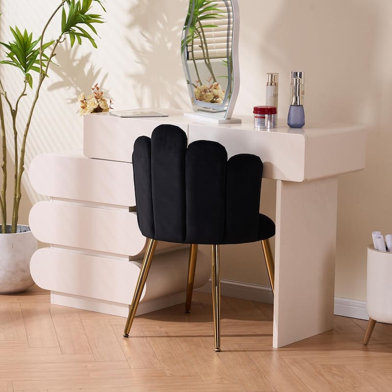 Velvet Vanity Chair Makeup Chair for Vanity with Golden Metal Legs