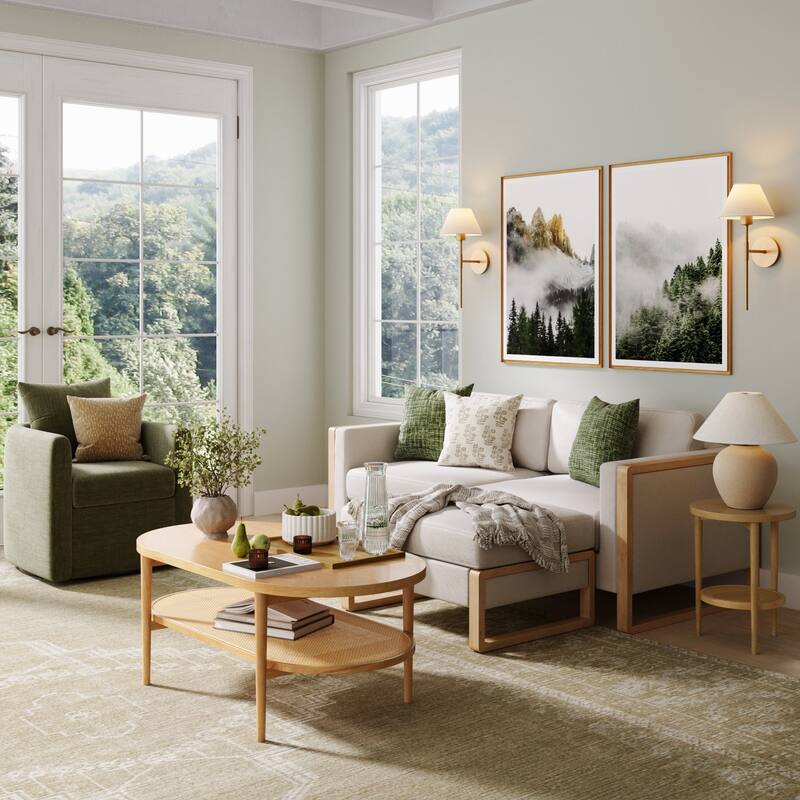 Madison Modern Upholstered Modular Sofa or Couch for Living Room with Solid Wood Legs