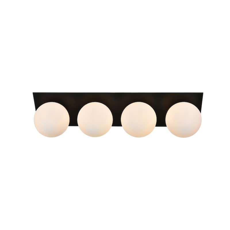 Jinzo 1 Light Black and Frosted White Bath Sconce - Black - 29