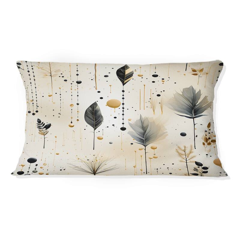 Designart "Grey And Beige Urban Ferns Soft Color I" Floral Printed Throw Pillow