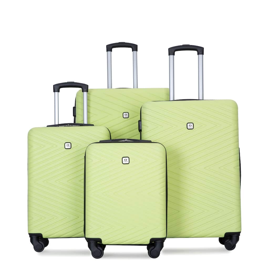 4-Piece Modern Lightweight Luggage with Adjustable Drawbar, Swivel Wheels and TSA Lock, for Boarding Travel, Fluorescent Green