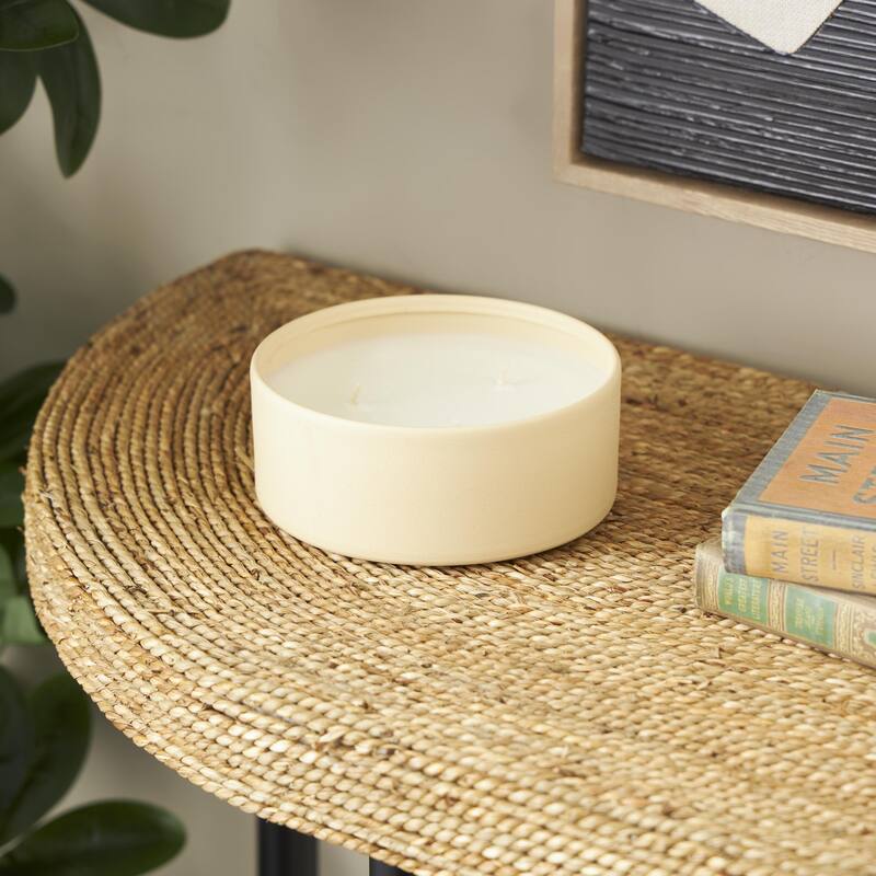 Beige, Black or Cream Metal Scented Textured 22oz 3 Wick Decorative Candle with White Wax - Beige - Rose Blossom & Sandalwood Scented