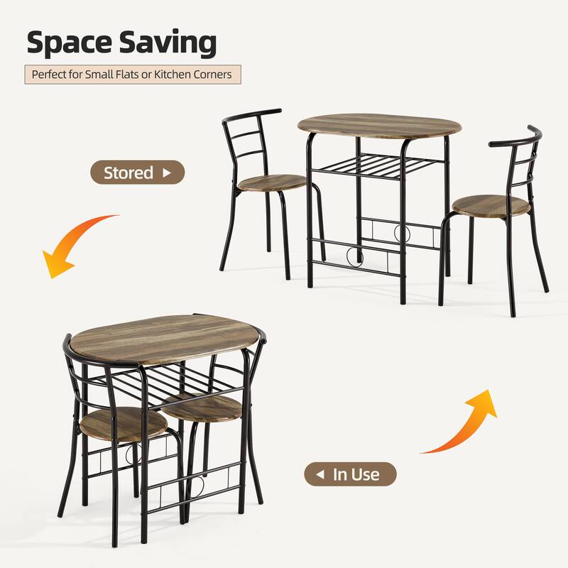 Space-Saving Dining Table Set,Ideal for Small Spaces - Featuring a Stylish Faux Marble or Wood Grain Table with Modern Chairs