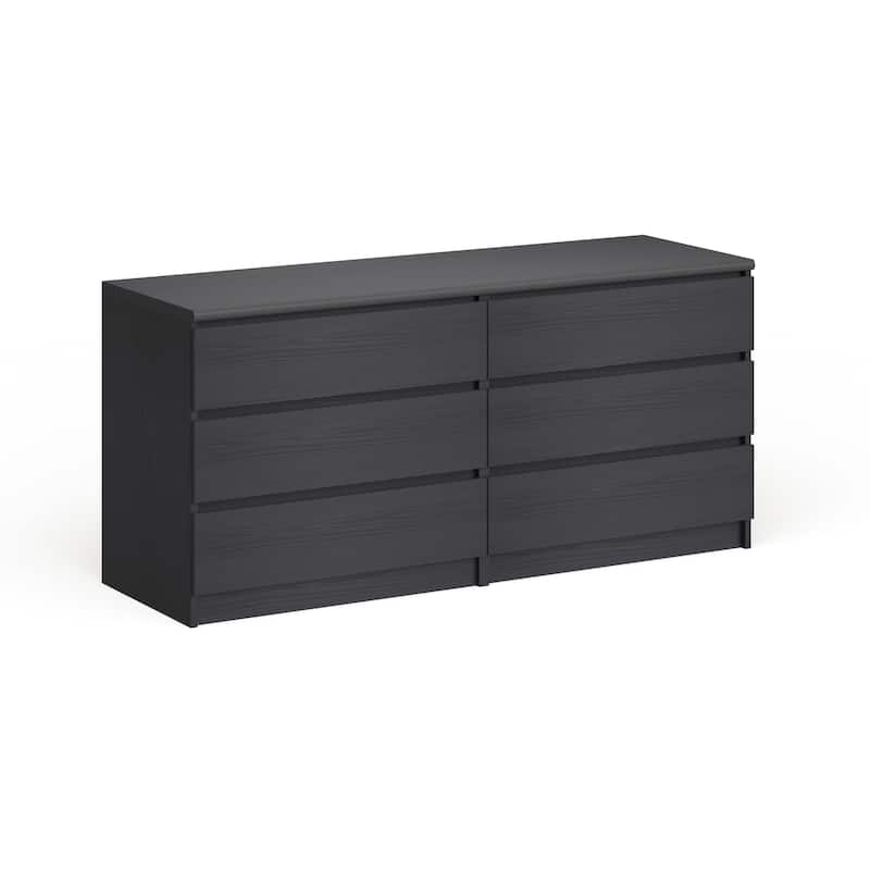 Porch & Den McKellingon 6-drawer Double Dresser - Black Woodgrain