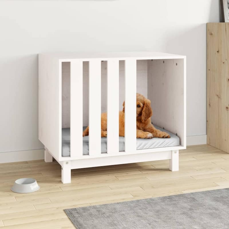 vidaXL Dog House White Solid Pine Wood 27.6 x 19.7 x 24.4 in Durable