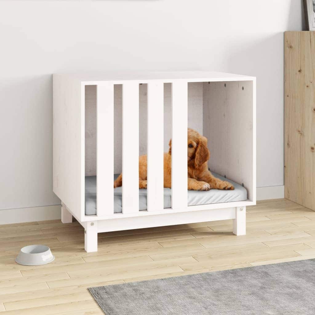 vidaXL Dog House White Solid Pine Wood 27.6 x 19.7 x 24.4 in Durable