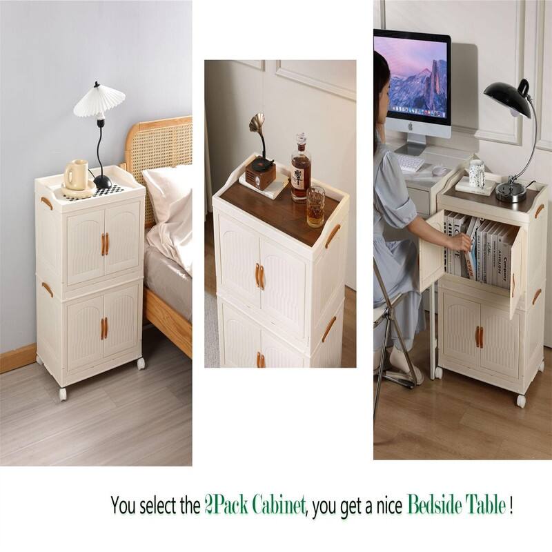 Stackable Storage Bins with Lid Foldable Storage Cabinet - 16.7"D x 27.5"W x 33.5"H