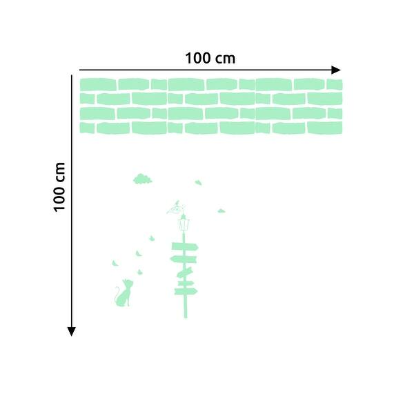 dimension image slide 0 of 2, Walplus Peel and Stick Wall Stickers Glow In The Dark Cat Brick Decor