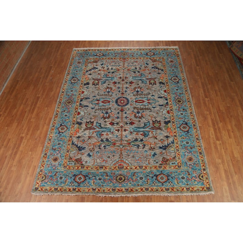Hand Knotted Oriental 100% Wool Carpet Transitional All-Over Greys & Charcoal Oushak Area Rug - 12' 0'' X 9' 2''