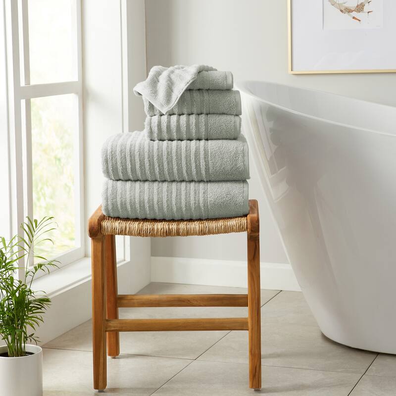 Linery & Co. Combed Cotton Bath Towel Set - 6 Piece Set - Sage Green