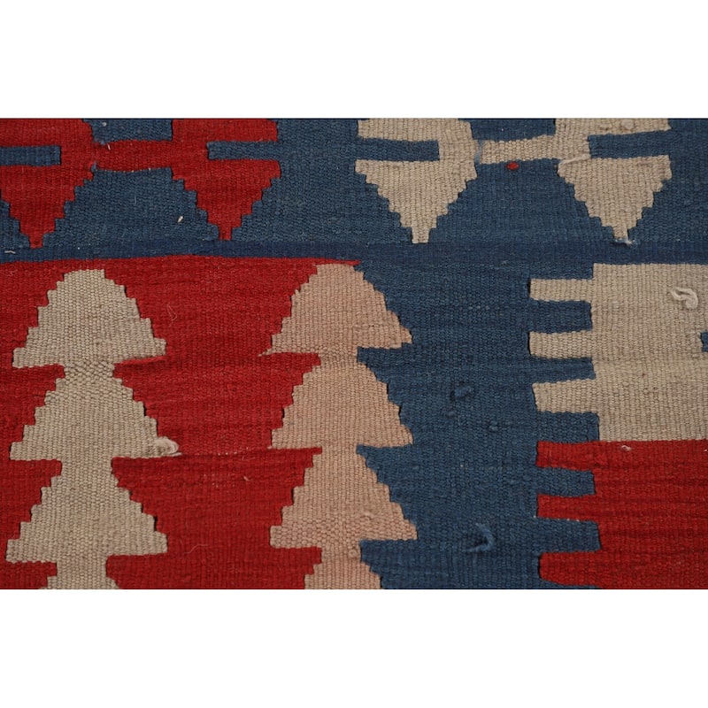 Kilim Shiraz Persian Vintage Runner Rug Flatweave Wool Carpet - 2'10"x 11'3"