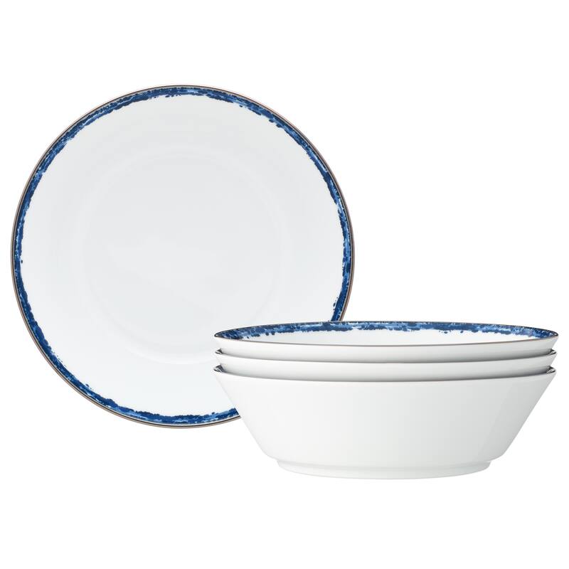 Noritake Rill Set Of 4 Soup Bowls, 7", 20 oz. - Blue
