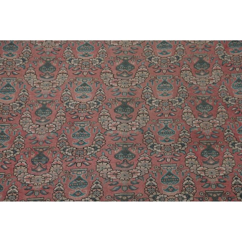 Over Dyed Pink Tabriz Persian Vintage Rug Handmade Wool Carpet - 9'9"x 12'7"