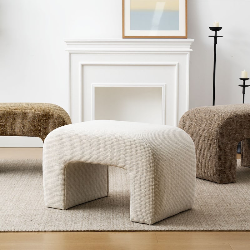 28" Fully Upholstered Small Waterfall Bench