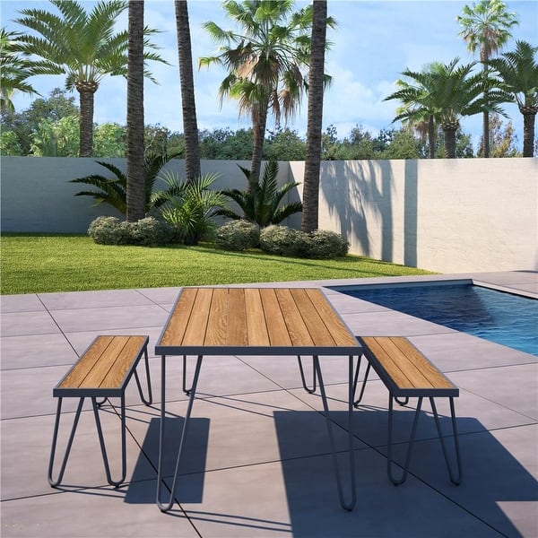 slide 2 of 32, The Novogratz Poolside Collection Paulette Outdoor Table and Bench Set