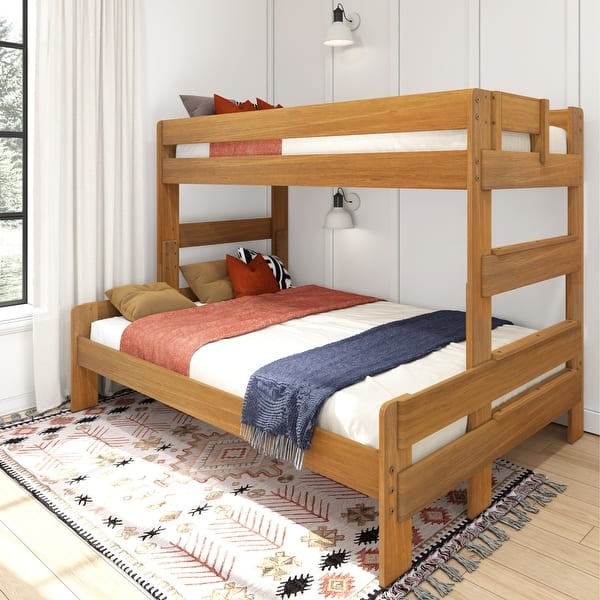 slide 2 of 7, Max and Lily Farmhouse Twin XL over Queen Bunk Bed Pecan