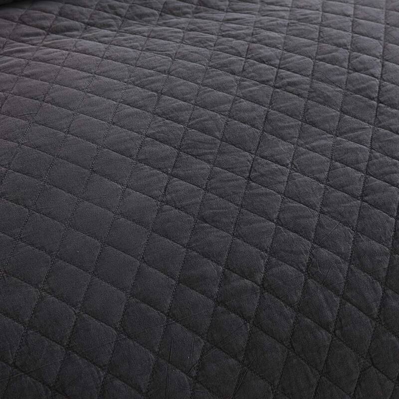 3 Piece Ruffle Quilt Set - Dark Gray - Queen