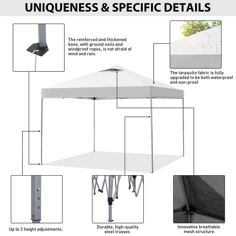 Ainfox 10 x 10 ft Pop-Up Party Canopy Tent Gazebo
