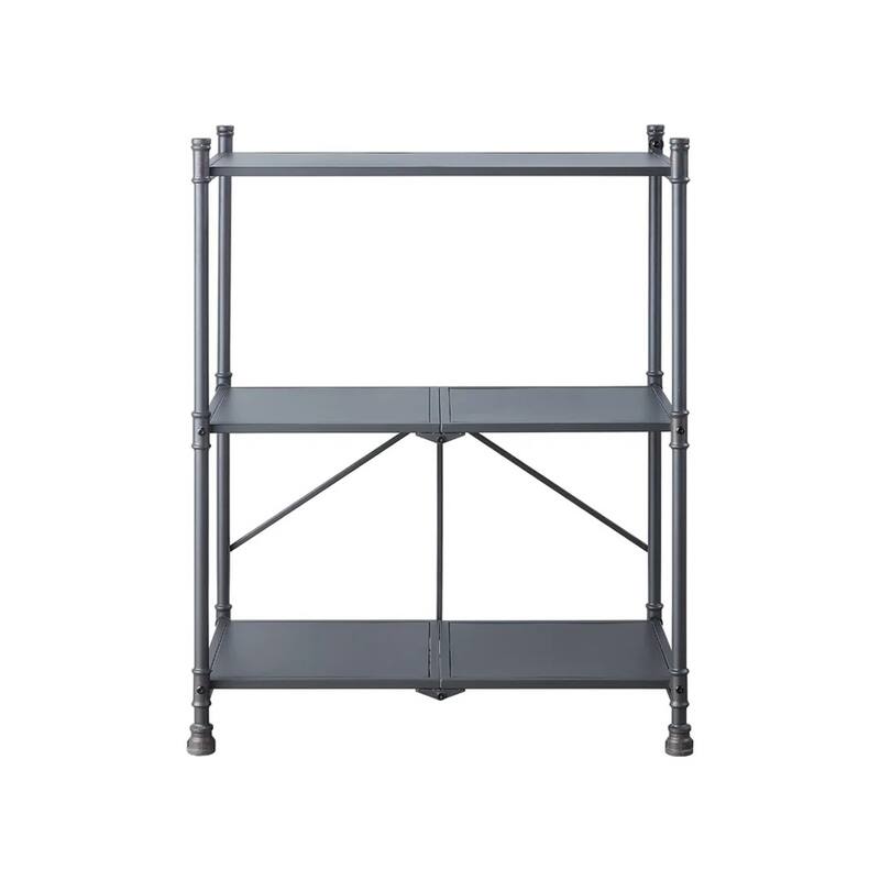 3 Tier Folding Console Table, Sandy and Dark Bronze Hand-Brushed Finish